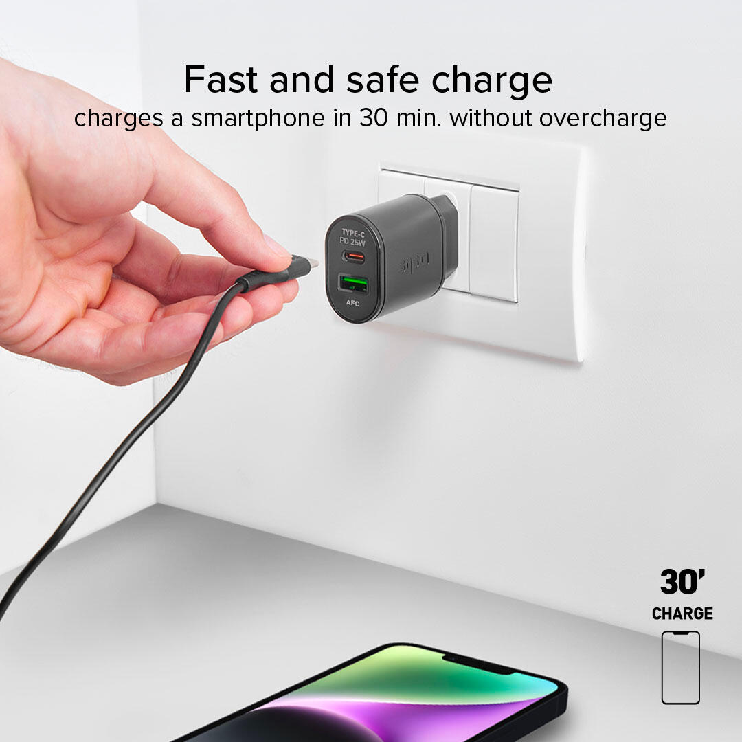 Caricatore caricabatterie 25 Watt - Ricarica ultra rapida e uscita USB-C 5/7