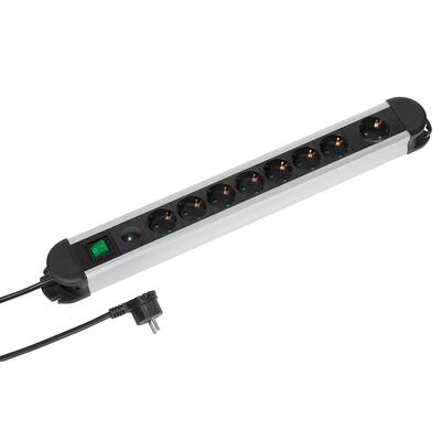 8x schuko stekkerdoos, 2 meter, aan/uit-schakelaar, veiligheidsfuncties, zwart