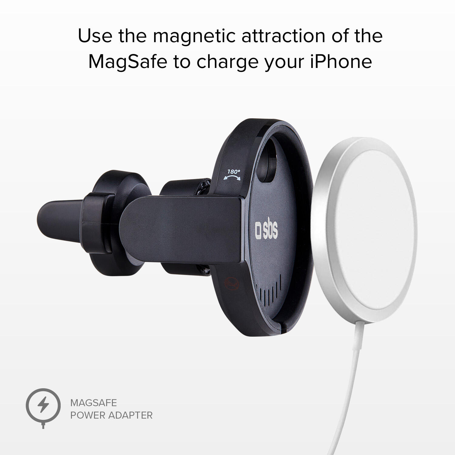 Support de voiture compatible avec chargeur Magsafe 2/4