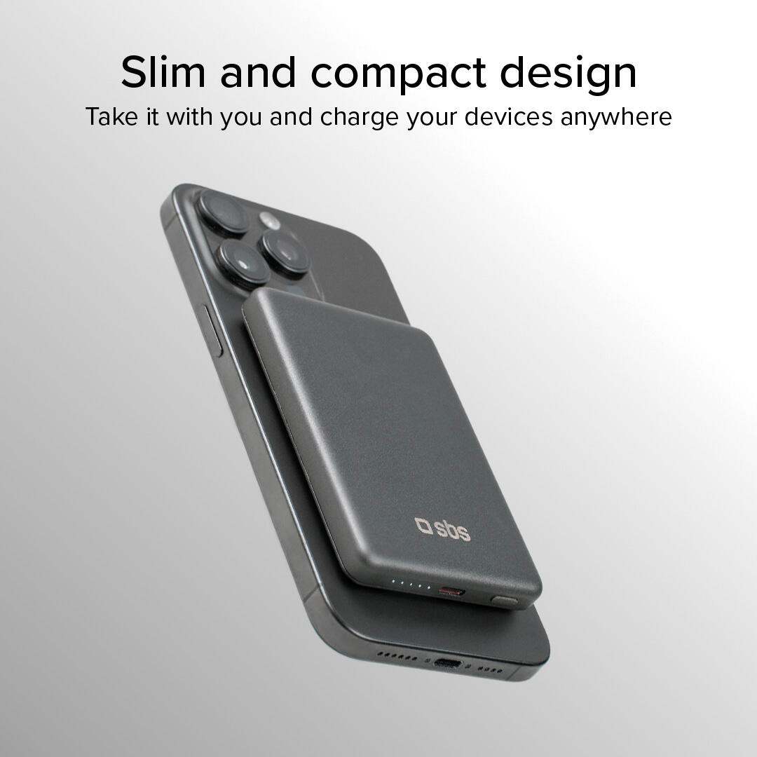 Power bank 5000 mAh compatibile con MagSafe 3/7