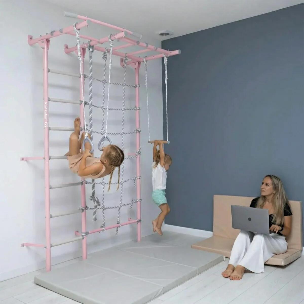 Espalier Jeflex ClimbMaxx M4 à fixation murale avec accessoires, rose 3/3