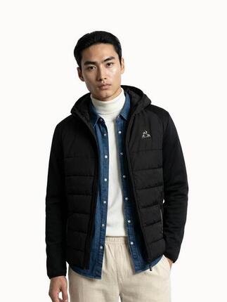 Veste zippée à capuche matelassée bi-matière Hybride