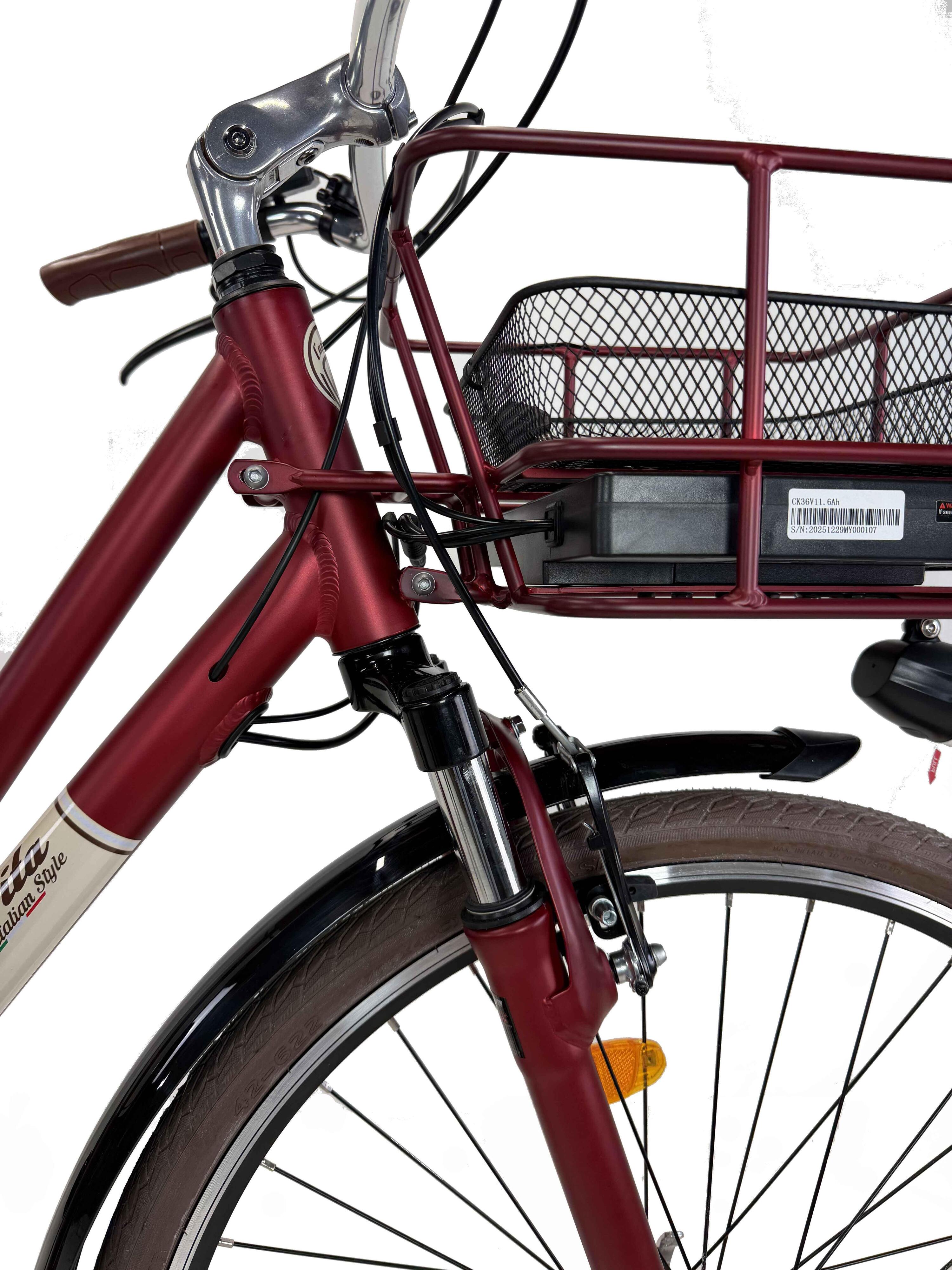 Elektro-Stadtfahrrad Dolce Vita by Canellini CITY 28" frau mit taschen - Rot 2/7