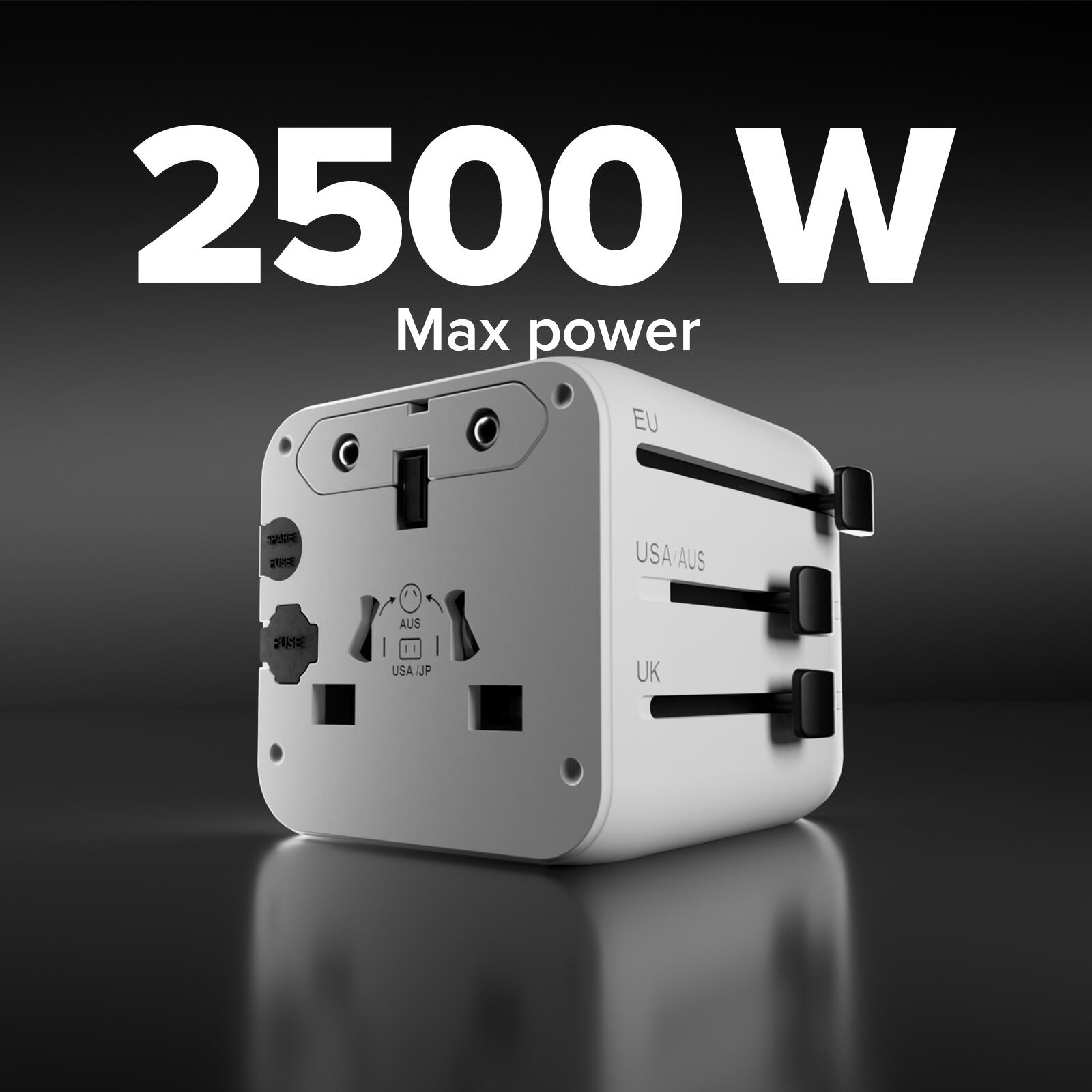 Adaptateur universel avec fiches internationales 2500W 2/7