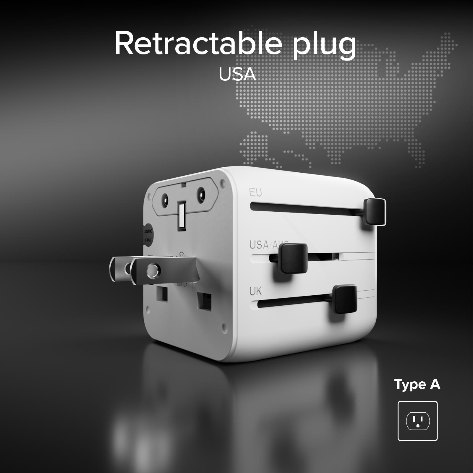 Adaptateur universel avec fiches internationales 2500W 6/7