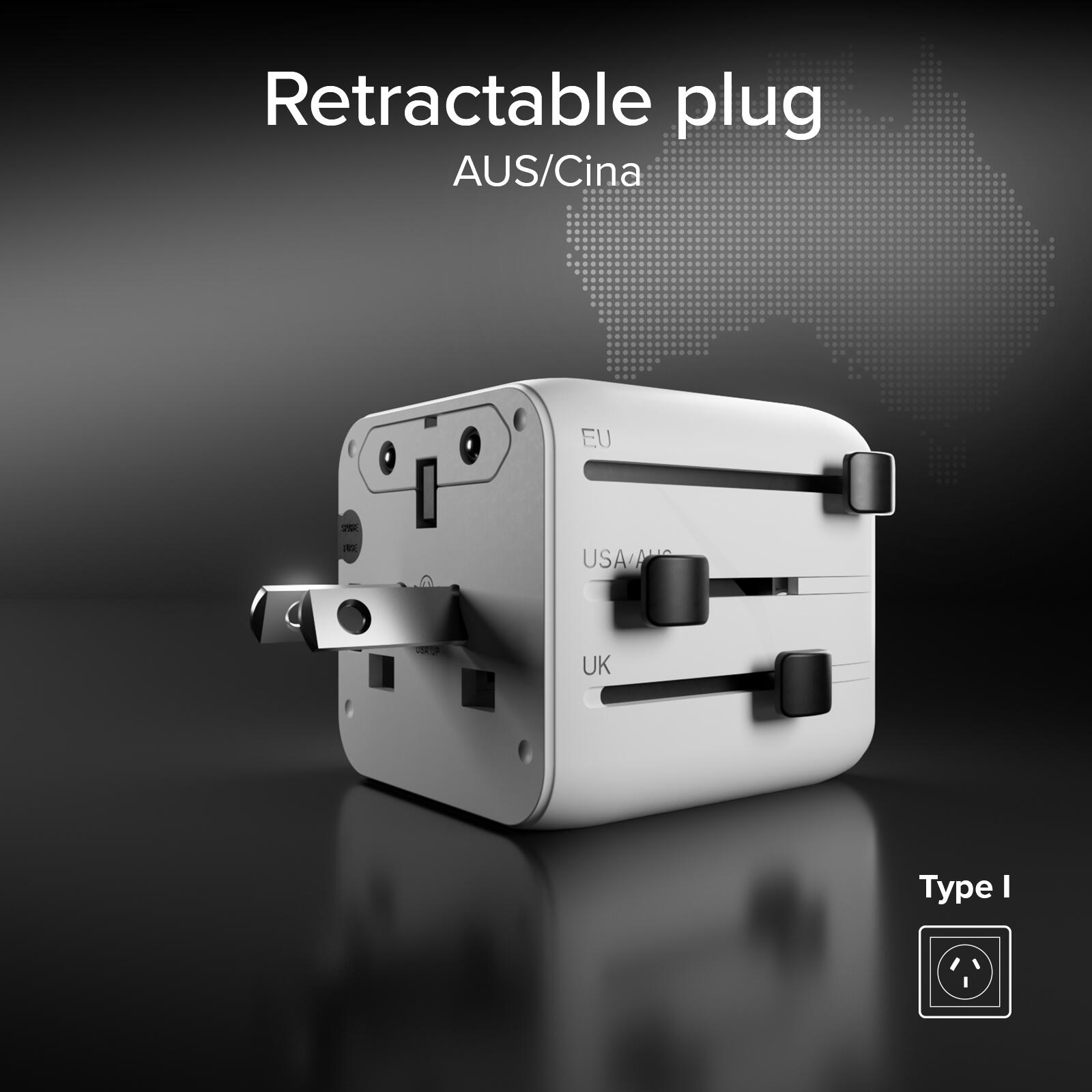 Adaptateur universel avec fiches internationales 2500W 7/7