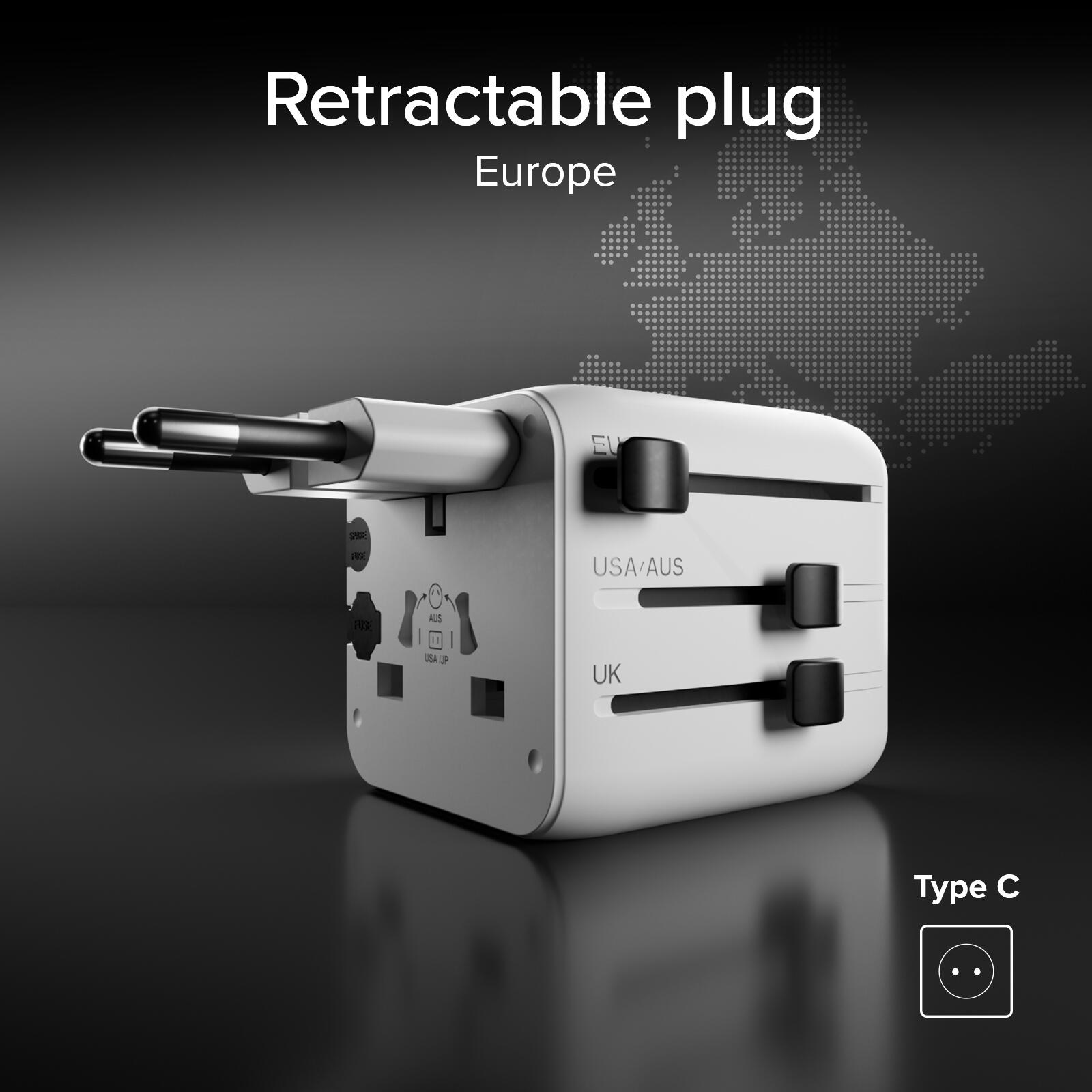 Adaptateur universel avec fiches internationales 2500W 5/7