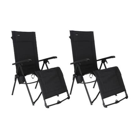 Fauteuil inclinable pliant Travellife Festo, noir graphite, 2 pièces