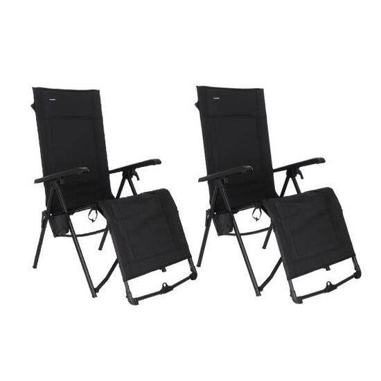 Fauteuil inclinable pliant Travellife Festo, noir graphite, 2 pièces
