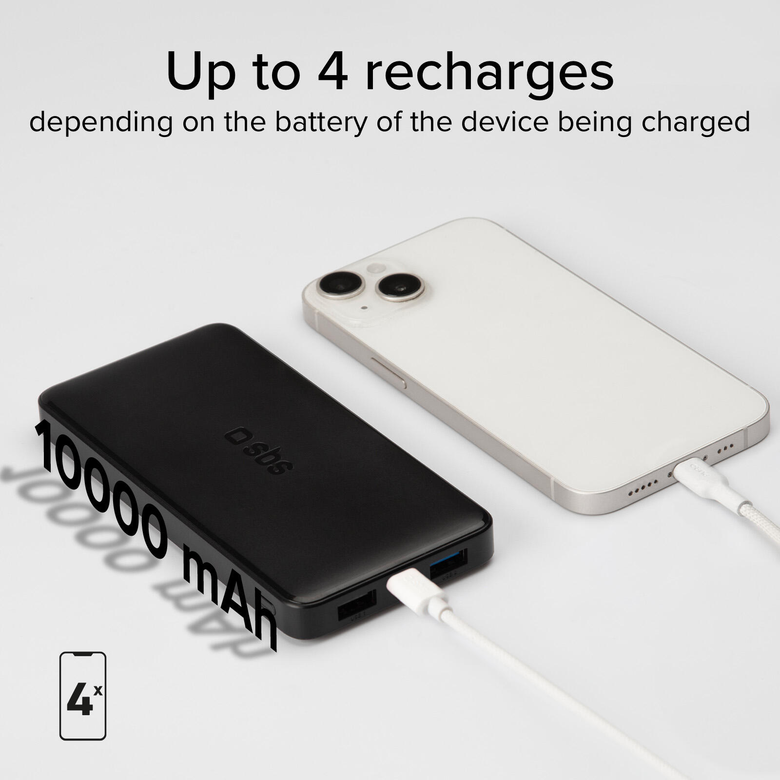 Power bank 10.000 mAh extra slim con porta USB 2.1A Intelligent Charge (IC) 5/7