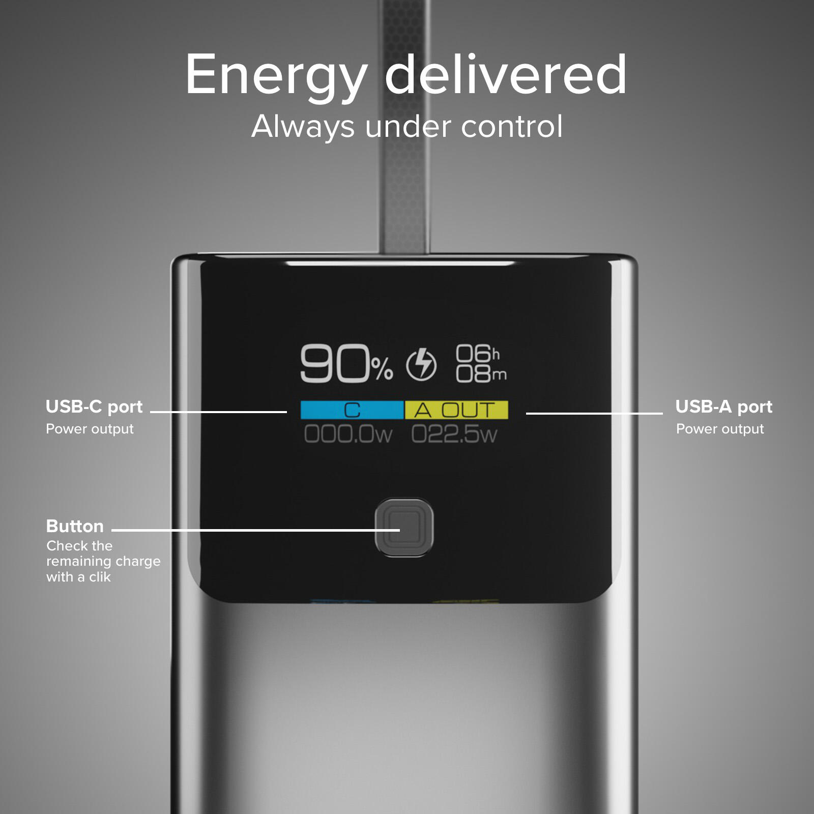 Power Bank 10.000 mAh con LCD PD 20W 7/7