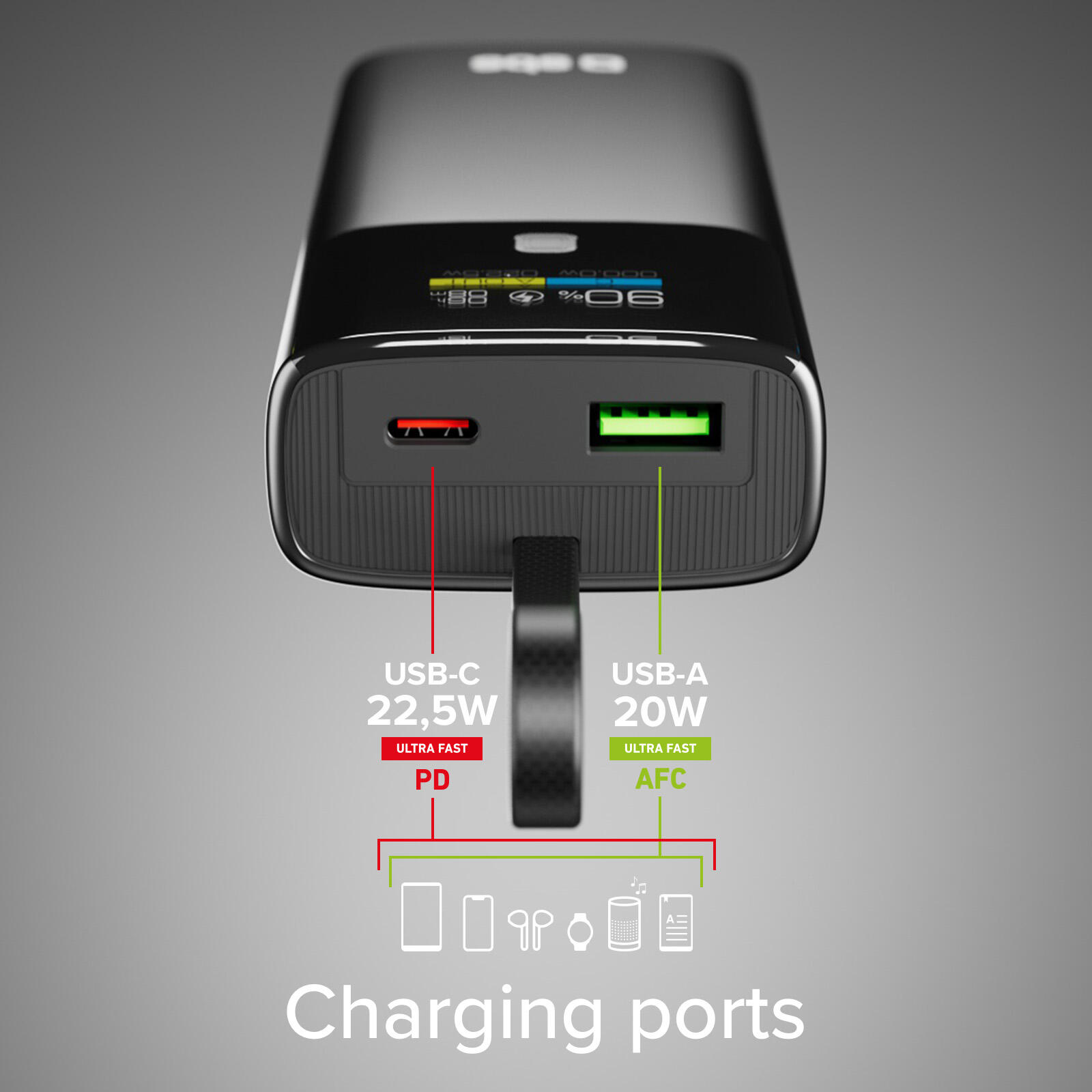 Power Bank 10.000 mAh con LCD PD 20W 4/7