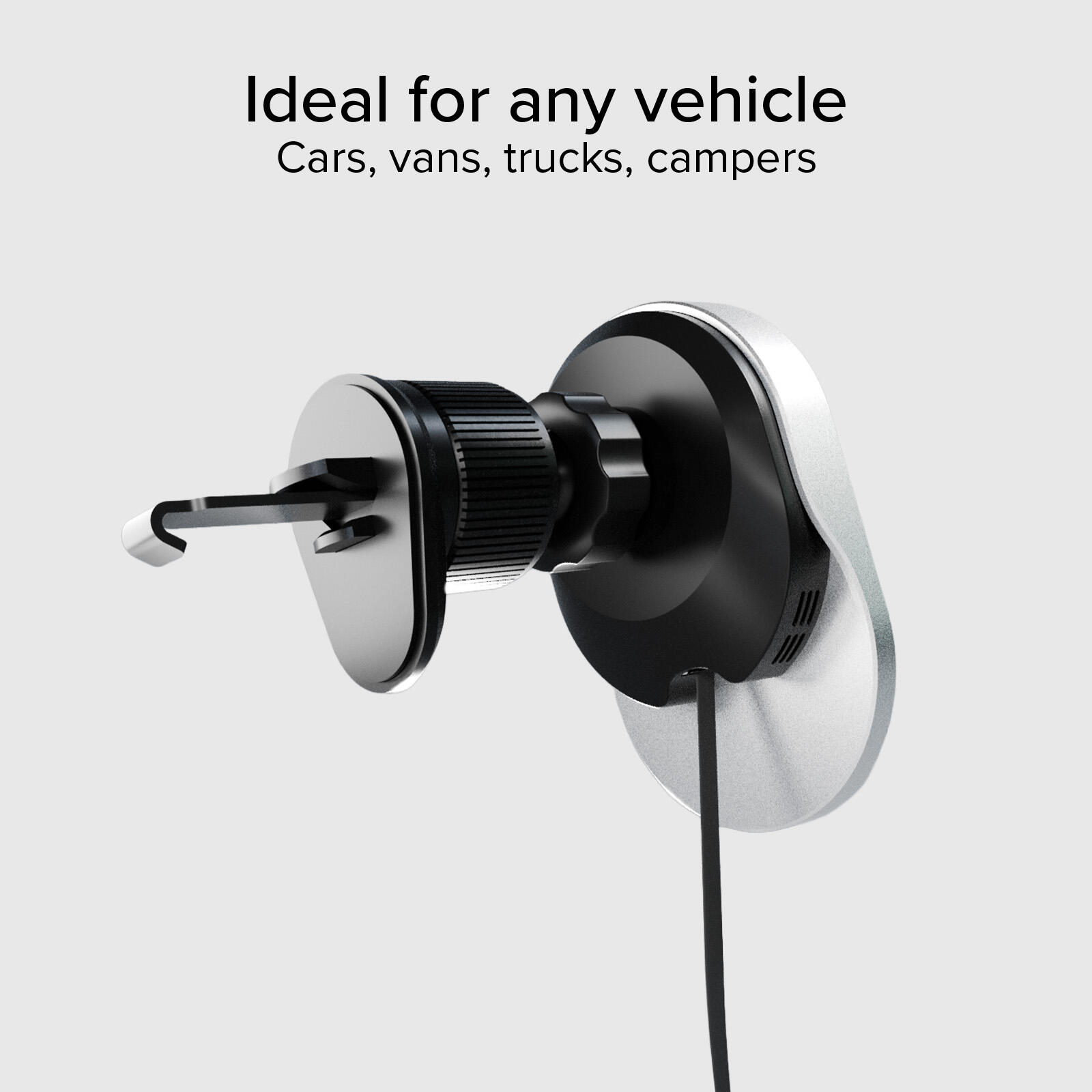 Support voiture avec câble rétractable et recharge sans fil compatible MagSafe 7/7