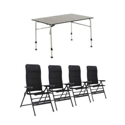 Table Travellife Sorrento grise 120 avec fauteuils inclinables Festo XL