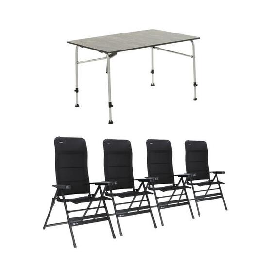 Table Travellife Sorrento grise 120 avec fauteuils inclinables Festo XL
