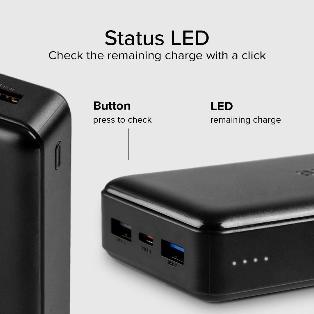 Power bank 20.000 mAh extra slim con porta USB 2.1A Intelligent Charge (IC) 6/7