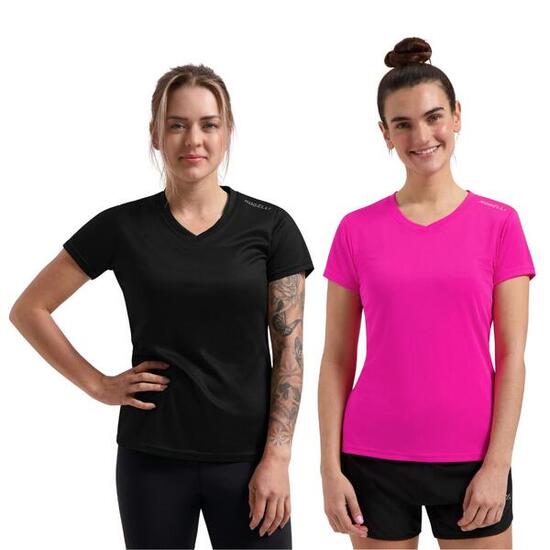 Laufshirt Damen Atmungsaktives Kurzarmshirt 2er-Pack