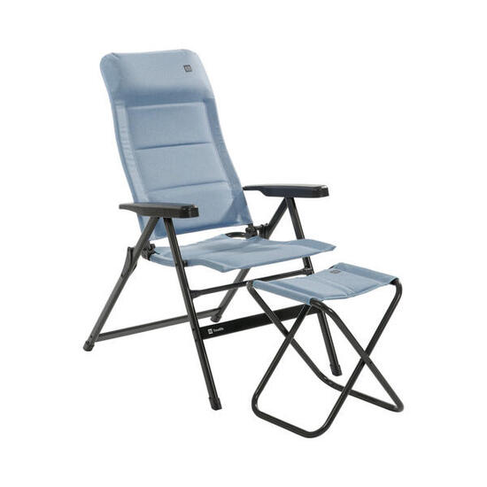 Travellife Lago Komfort-Liegestuhl Wave Blue mit Hocker