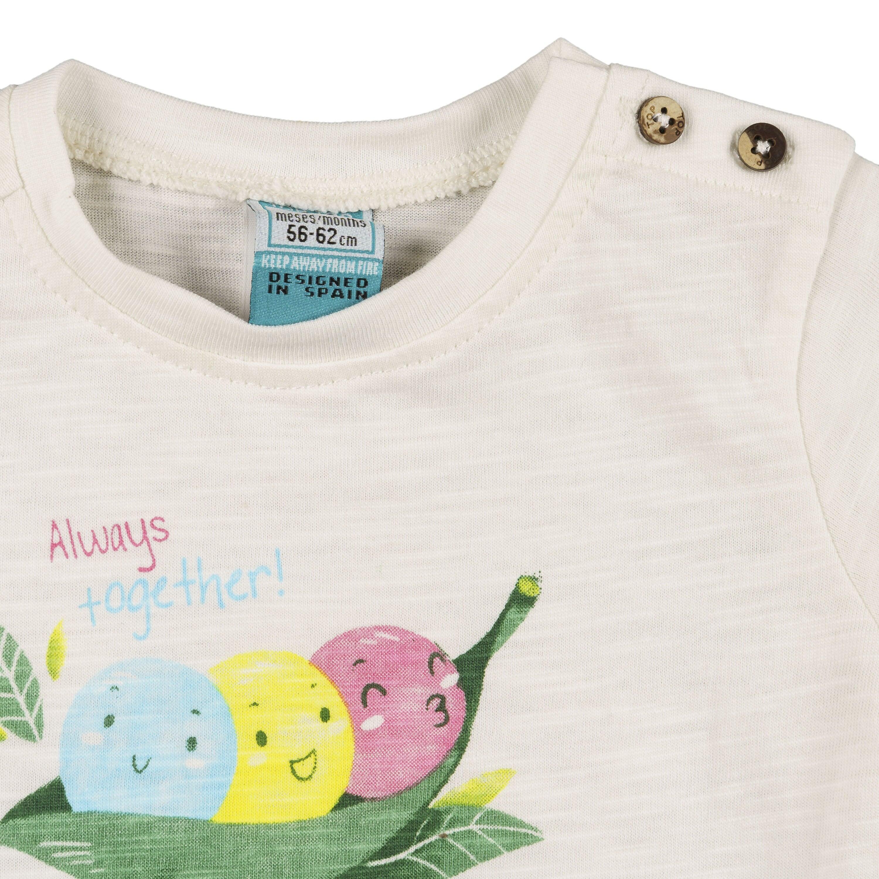 Camiseta recién nacido cruda guisantes bebé 3/4
