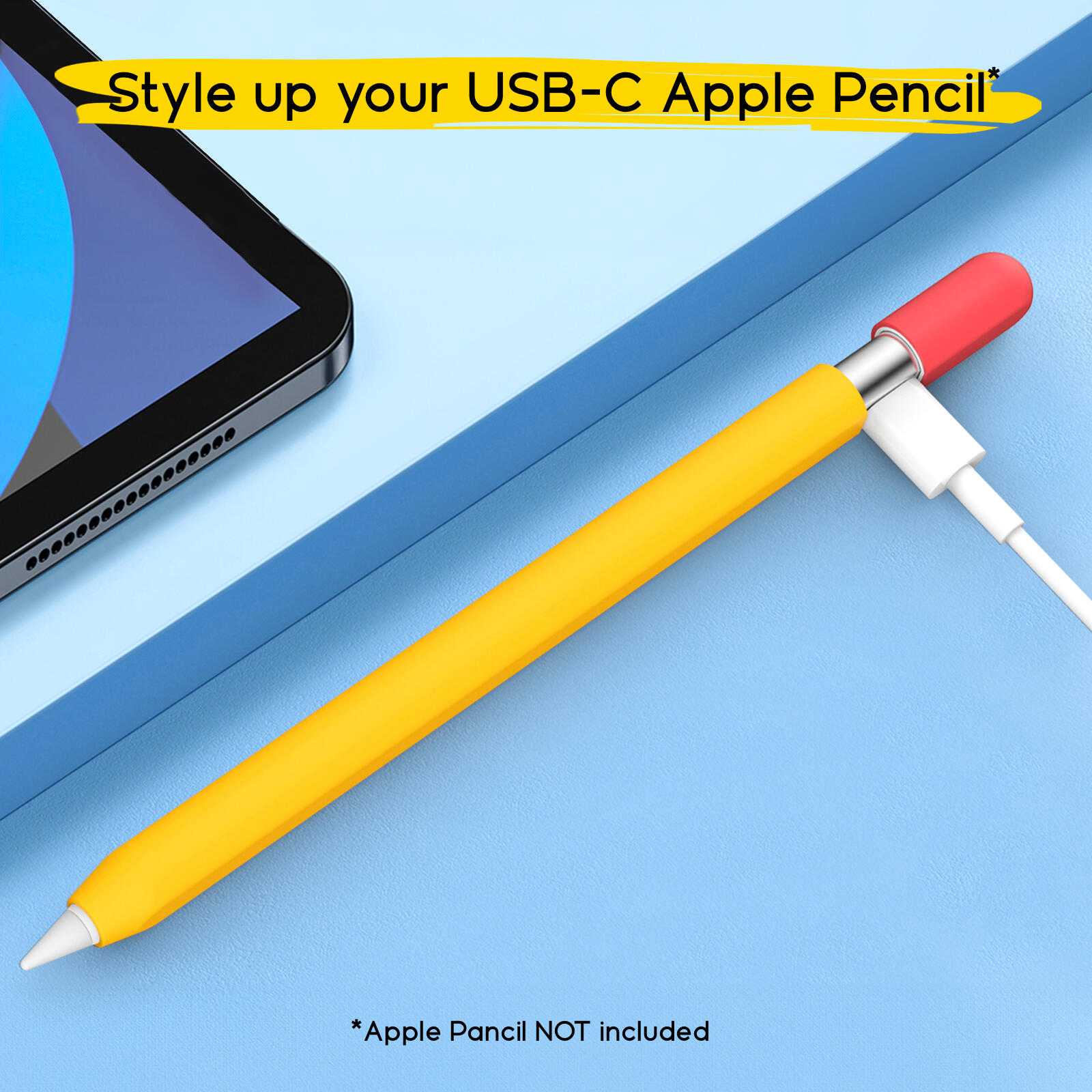 Custodia skin gialla per Apple Pencil con USB-C 3/5