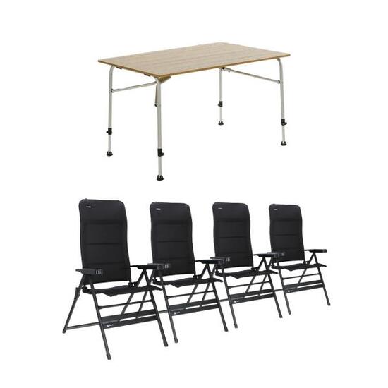 Table Travellife Sorrento marron 120 avec fauteuils inclinables Festo XL
