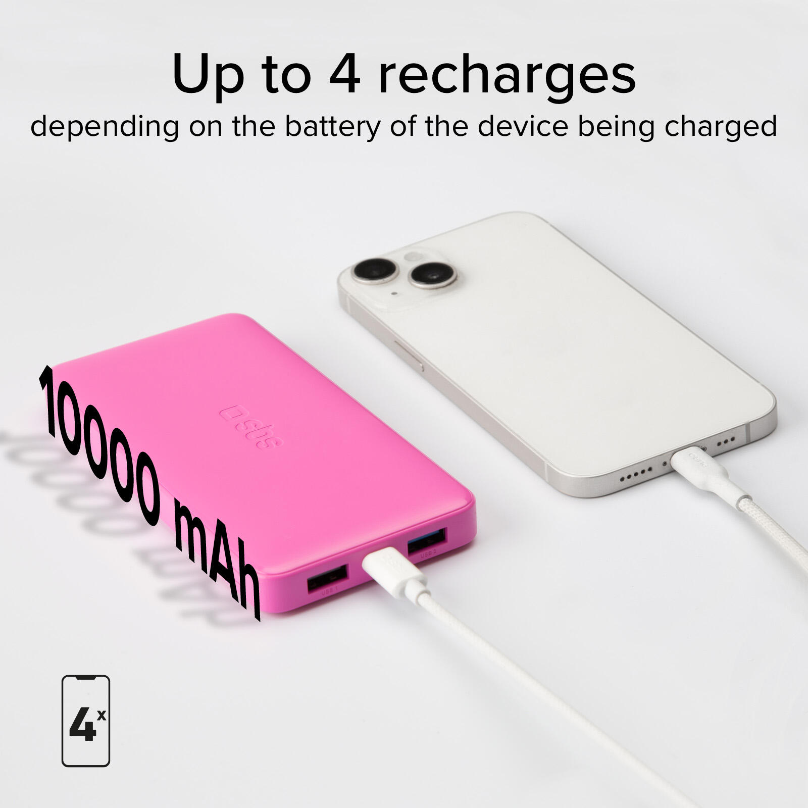 Power bank 10.000 mAh extra slim con porta USB 2.1A Intelligent Charge (IC) 5/7