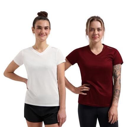 Laufshirt Damen Atmungsaktives Kurzarmshirt 2er-Pack