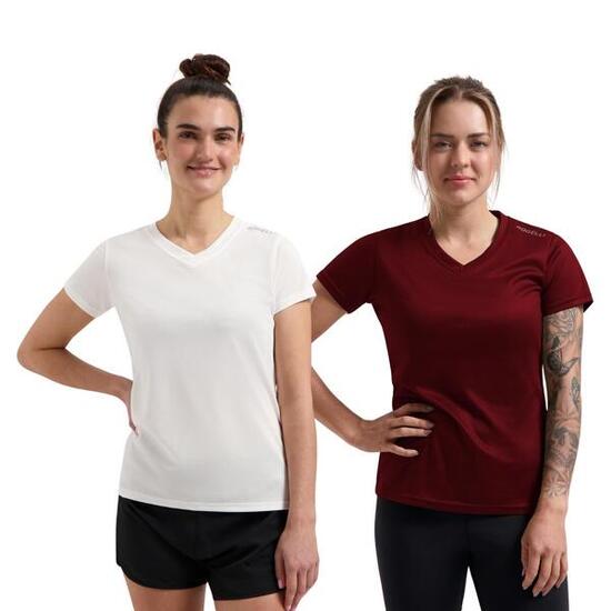 Laufshirt Damen Atmungsaktives Kurzarmshirt 2er-Pack