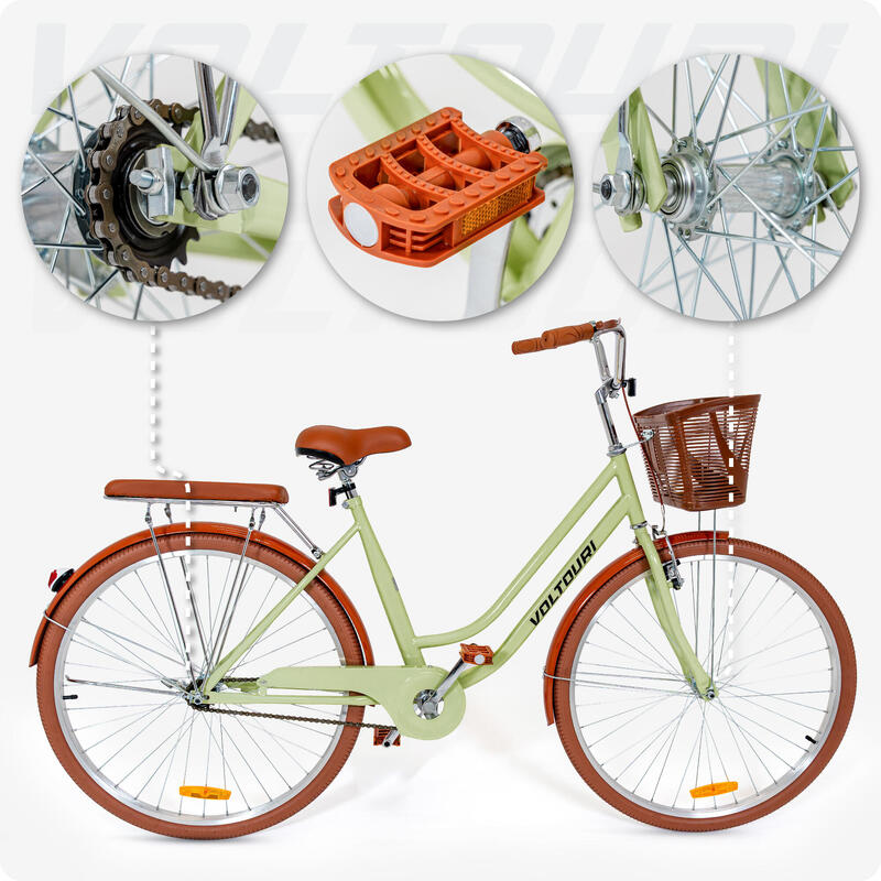Městské kolo VOLTOURI BK13 28”, košík, nosič, retro styl