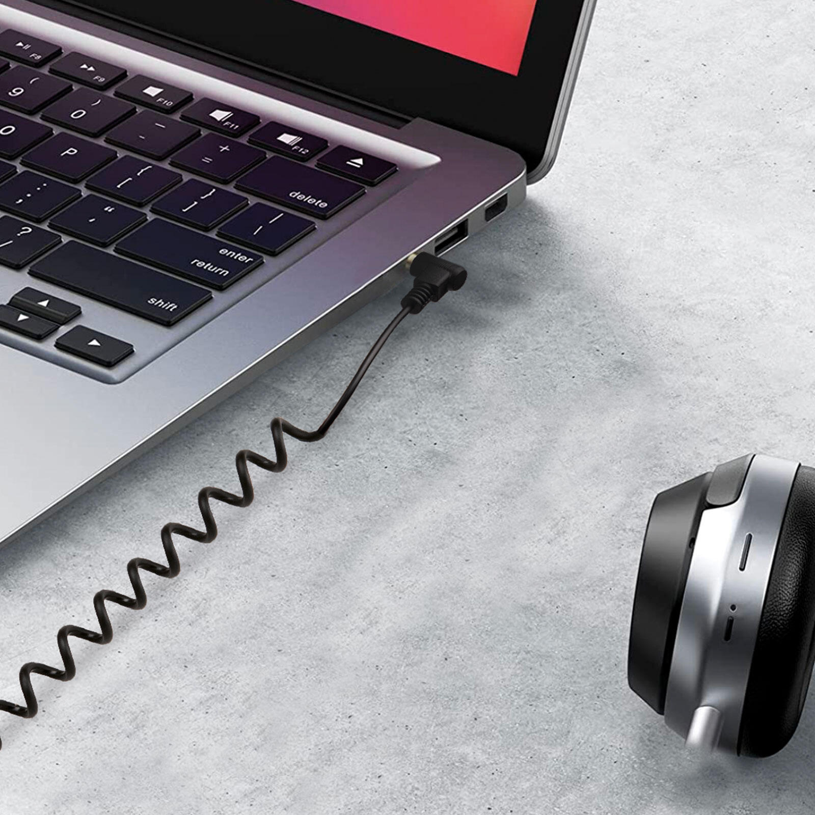 Cavo audio spiralato con jack a 90°, 0,75 m 2/3