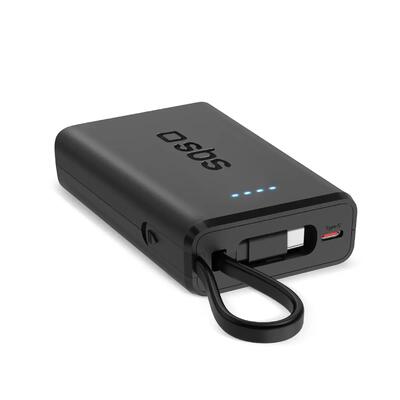 Powerbank met power delivery, 20w, 10000mah, met geïntegreerde usb-c-kabel