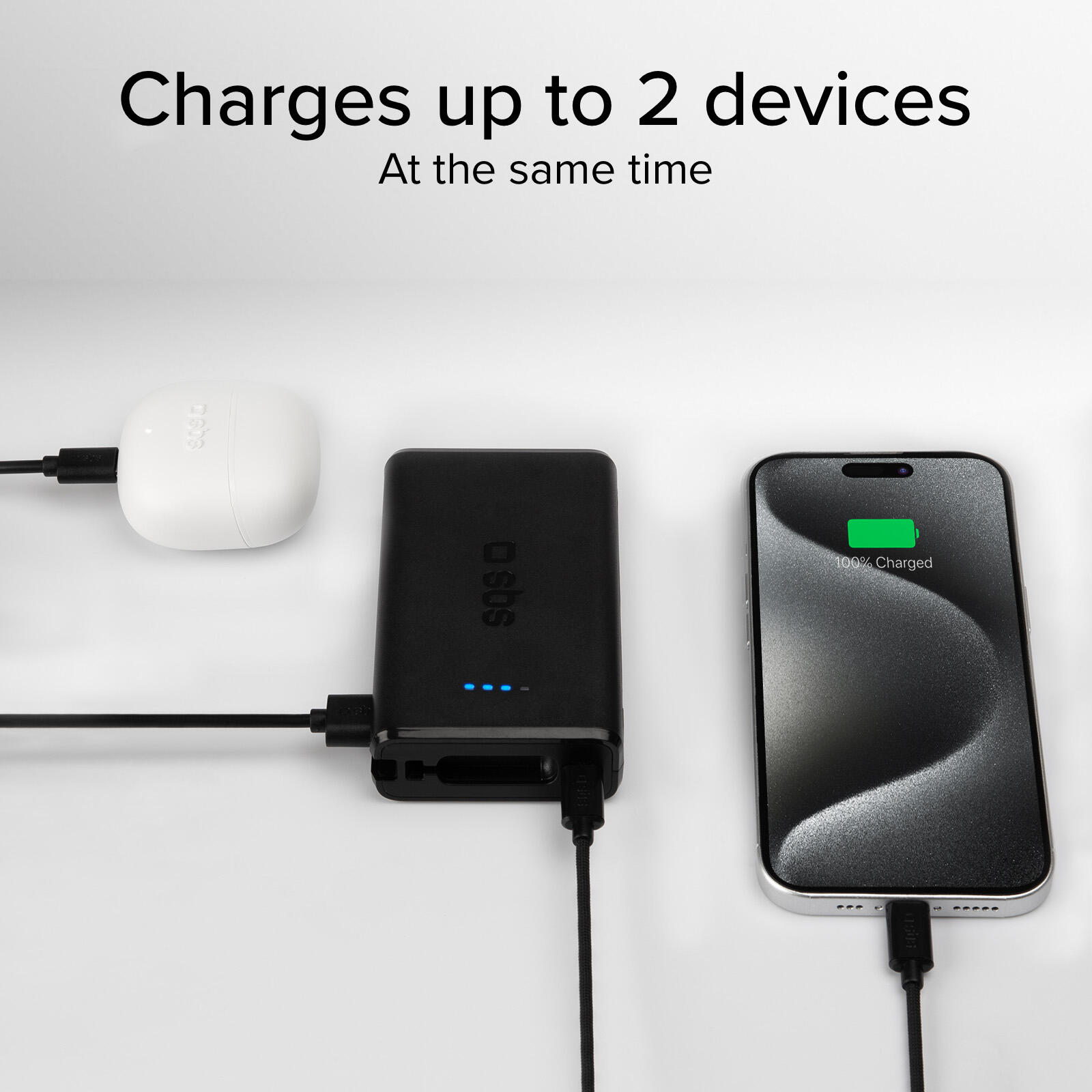 Powerbank Power Delivery 20W da 10000 mAh con cavo USB-C integrato 5/7