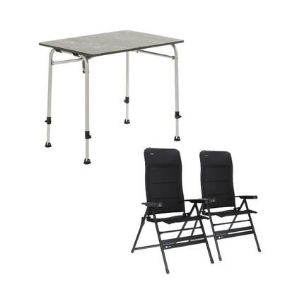 Table Travellife Sorrento marron 80 avec fauteuils inclinables Festo XL