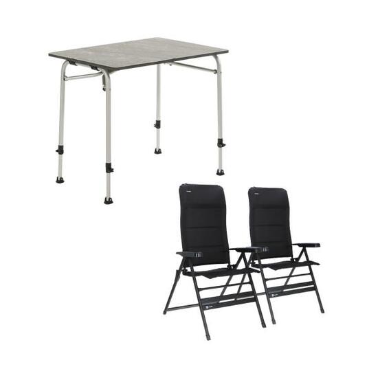 Table Travellife Sorrento marron 80 avec fauteuils inclinables Festo XL