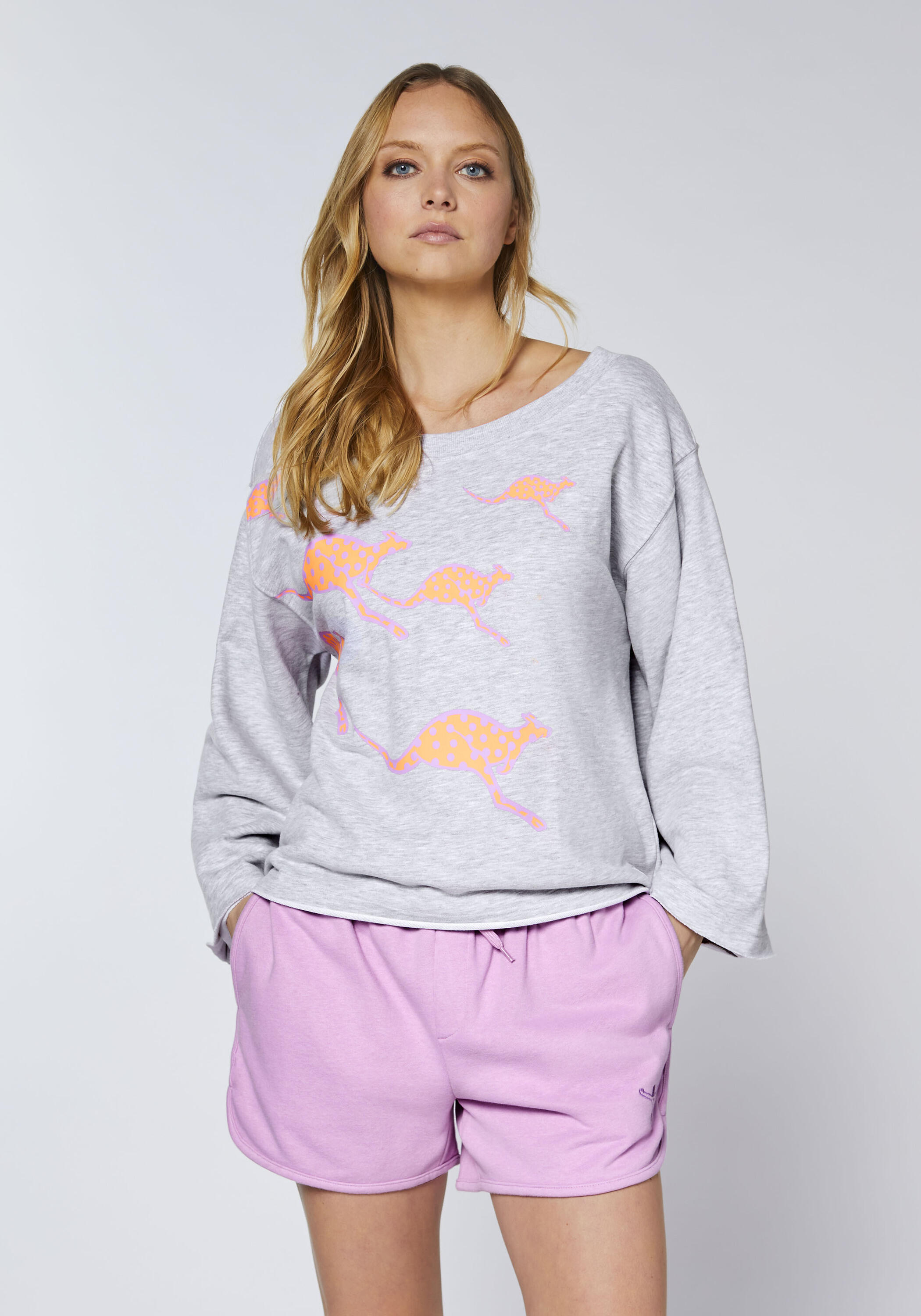 Sweatshirt mit platziertem Känguru-Print 3/7