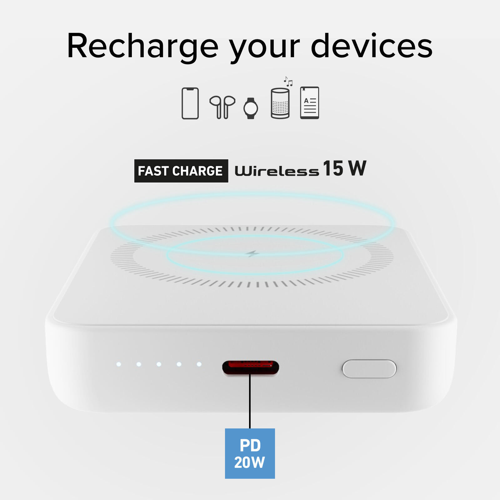 Power bank 5000 mAh wireless ultra compatto 3/7