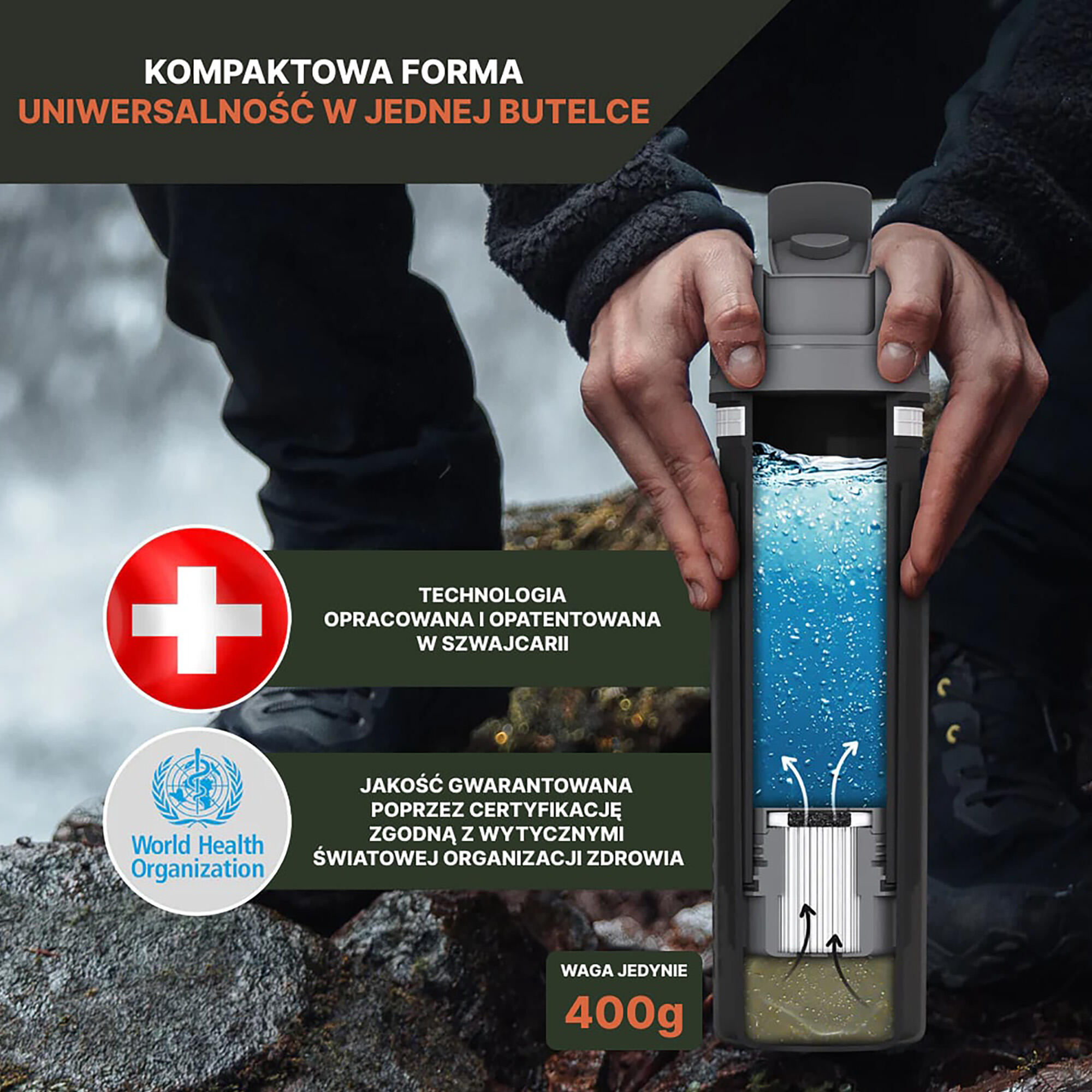 Butelka turystyczna z filtrem Bachgold Selfpress Waterfilter 500 2/7
