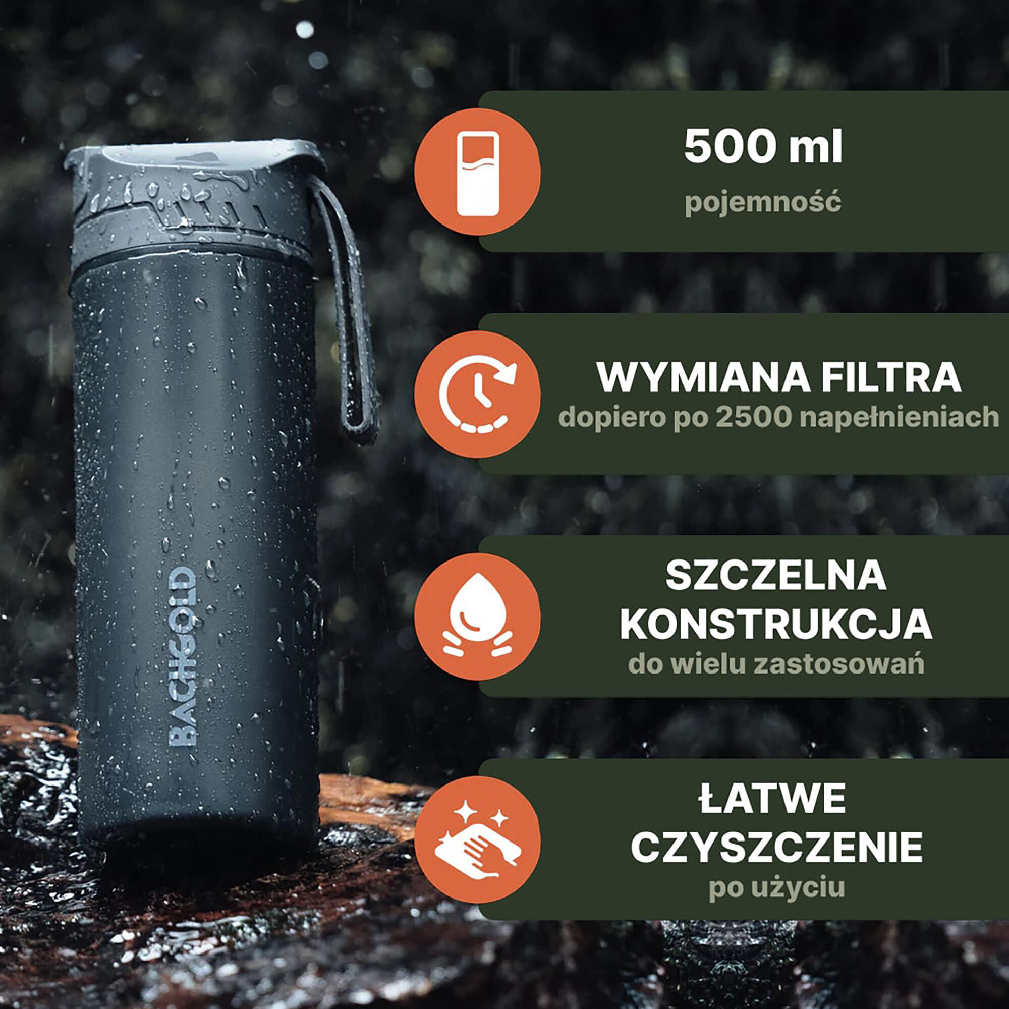 Butelka turystyczna z filtrem Bachgold Selfpress Waterfilter 500 4/7