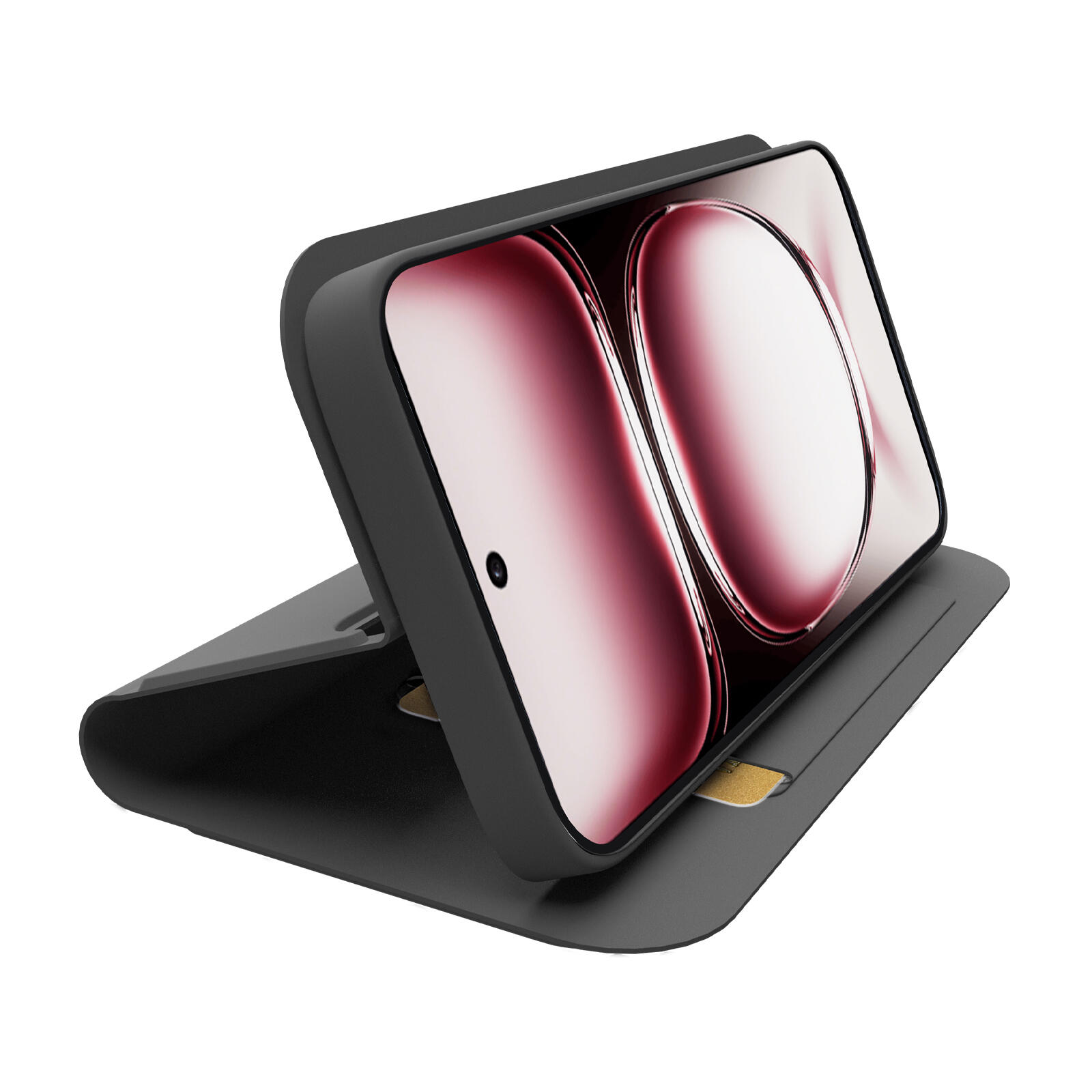 Étui portefeuille avec support et surface douce au toucher pour Oppo Reno 12 Pro 2/2