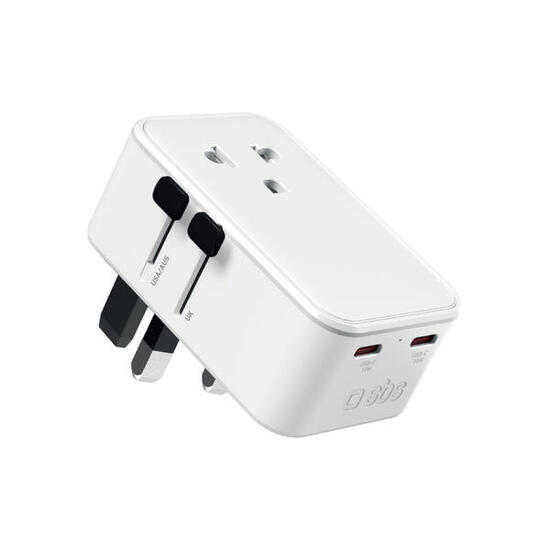 Adattatore da viaggio universale slim 15W con 2 porte USB-C e 1 porta USB-A