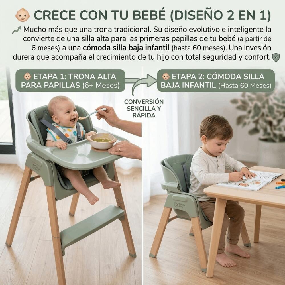 Chaise haute 2 en 1 pliable et évolutive (de 6 à 60 mois) - Convertible 2/6