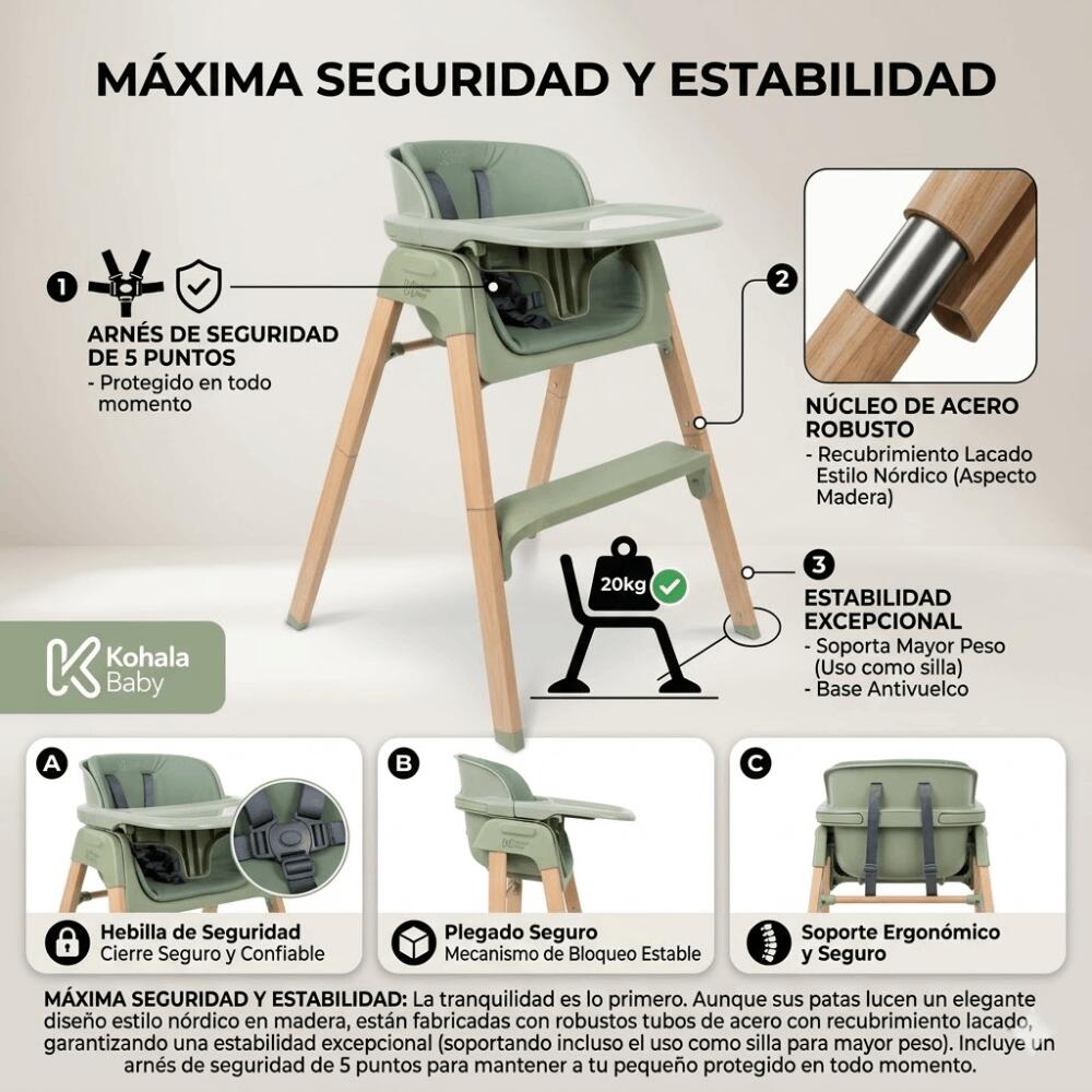 Chaise haute 2 en 1 pliable et évolutive (de 6 à 60 mois) - Convertible 5/6