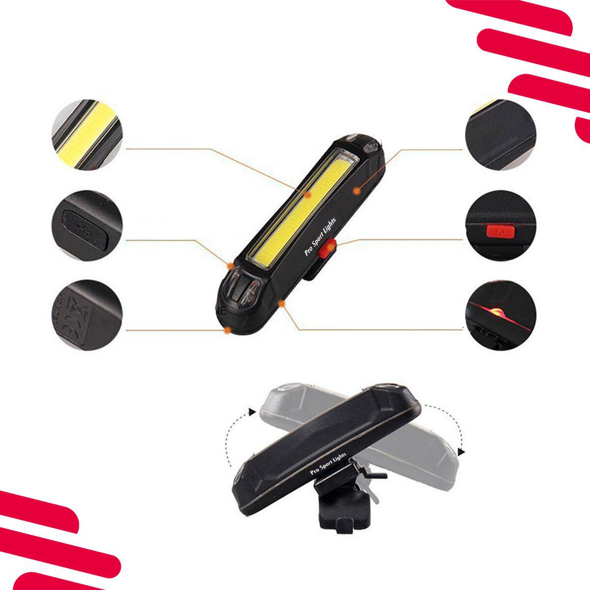 100 lumen Lumière avant pour vélo - BLANC rechargeable par USB - Lumière LED 3/5