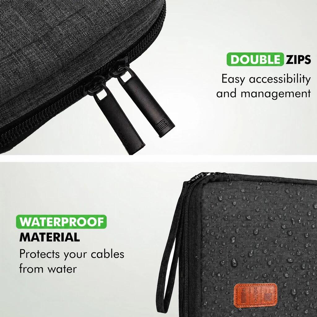 Bolsa organizadora de cables negra 4/6