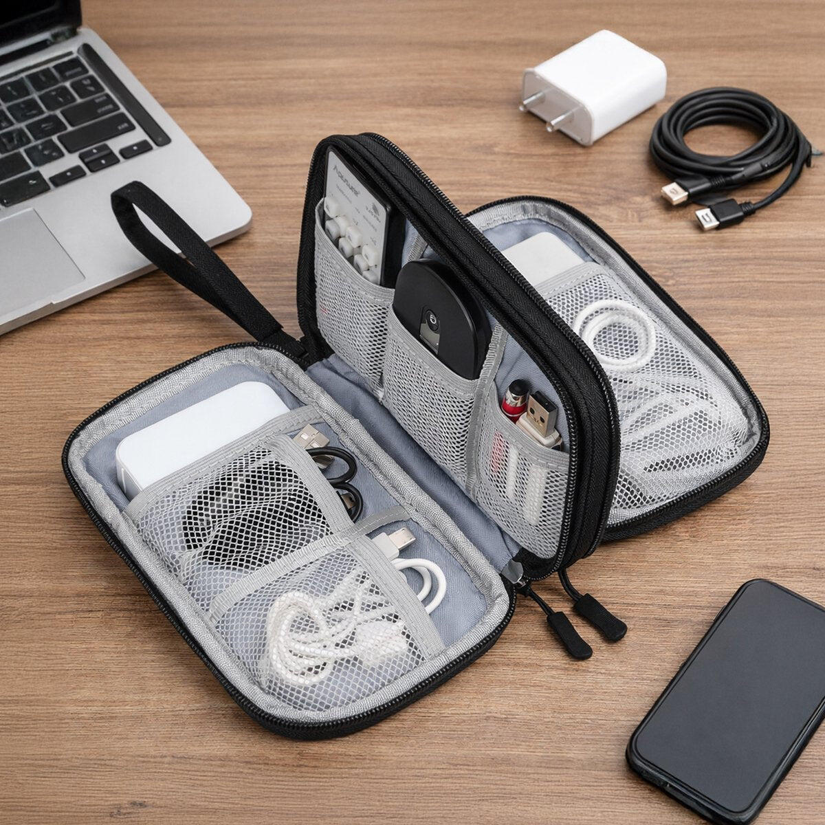 Bolsa organizadora de cables negra 4/6