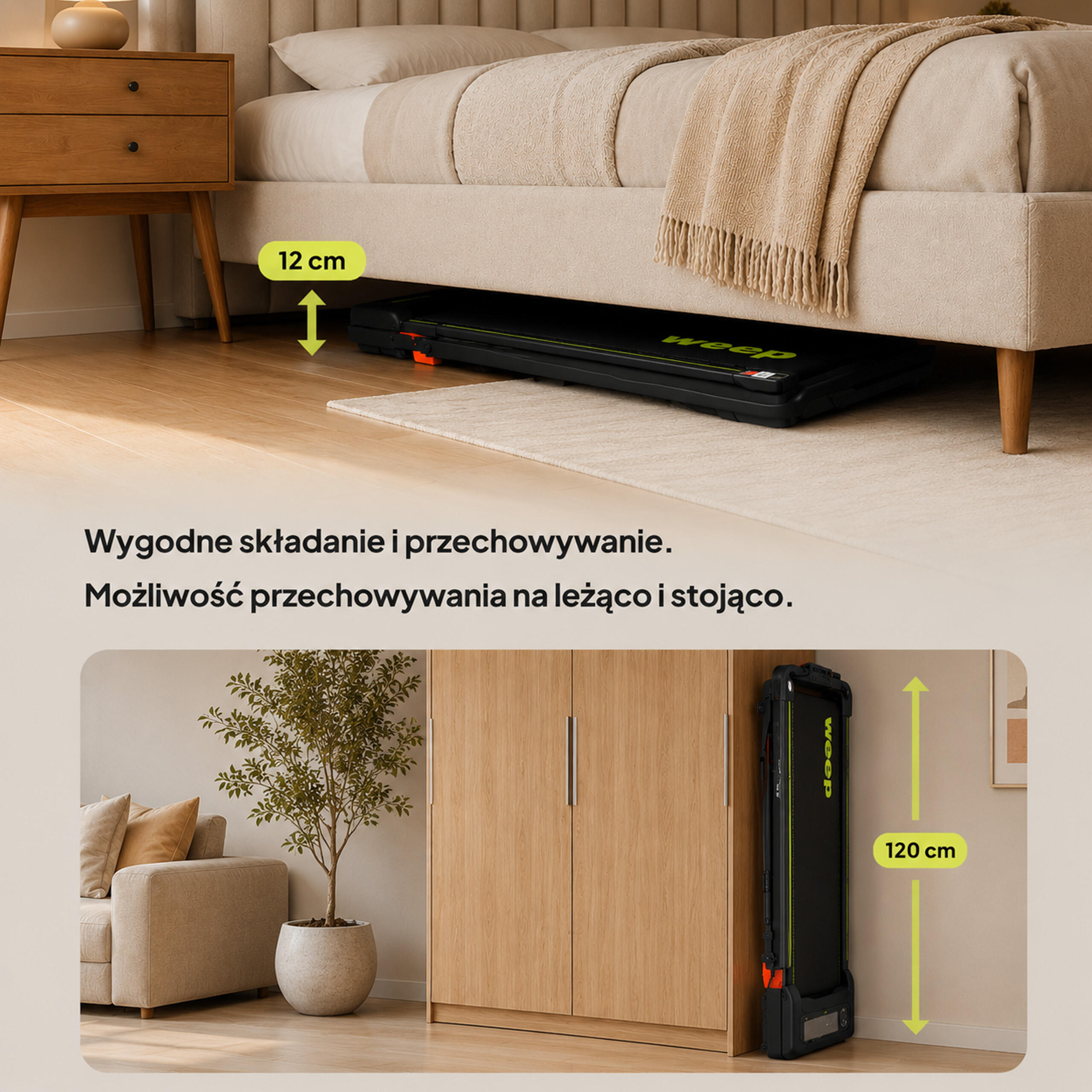 Domácí elektrický běžecký pás WEEP Lite – skládací pod postel, walking pad 4/7