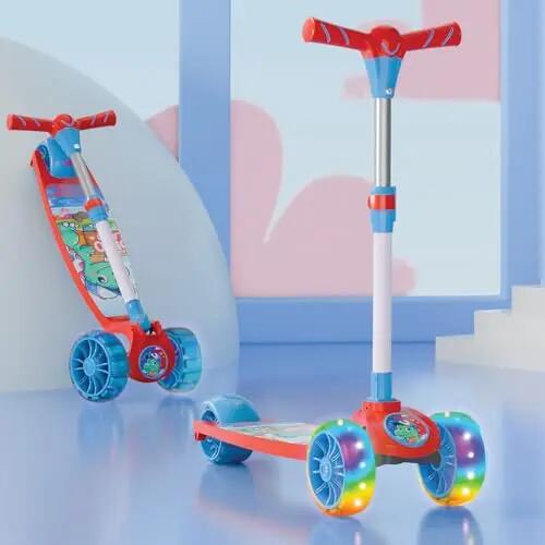 Lifelong Scooter for Kids 3+ Years - Foldable with PVC Wheels & Adjustable Height - Kick Scooter Capacity 50kg- for 3+ Year Old boy & Girl - Skate Scooter (Red/Blue) -  1