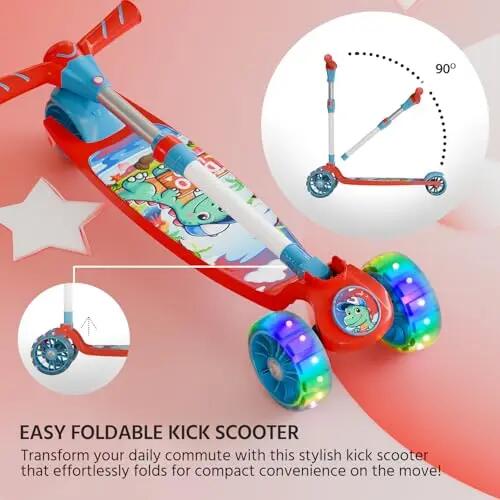 Lifelong Scooter for Kids 3+ Years - Foldable with PVC Wheels & Adjustable Height - Kick Scooter Capacity 50kg- for 3+ Year Old boy & Girl - Skate Scooter (Red/Blue) -  3