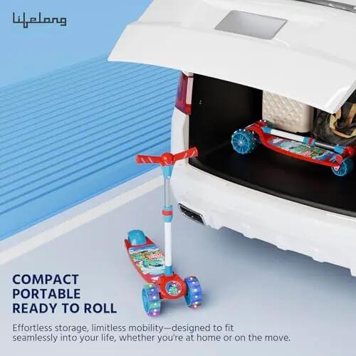 Lifelong Scooter for Kids 3+ Years - Foldable with PVC Wheels & Adjustable Height - Kick Scooter Capacity 50kg- for 3+ Year Old boy & Girl - Skate Scooter (Red/Blue) -  2