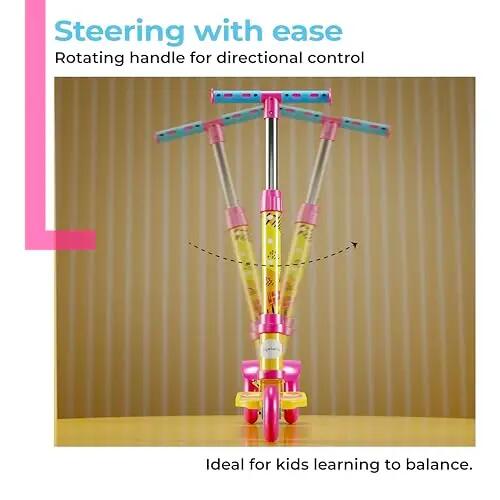 Lifelong Kick Scooter Adjustable Height, Foldable Design, with Side Stand, Skate Scooter for Kids, 6month Manufacturers Warranty, 50Kg Weight Capacity, (Yellow & Pink) -  3